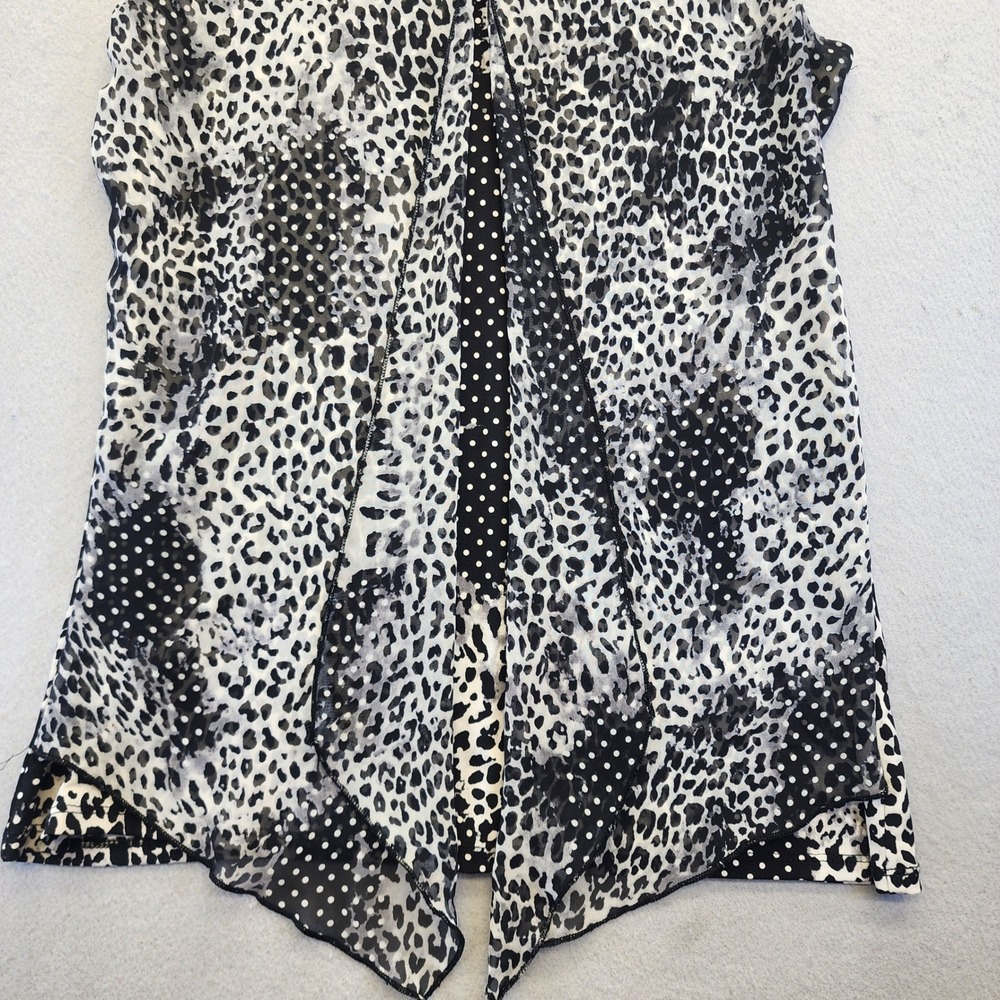 Adele & May Leopard Polka Dot Mixed Print Sleeveless Top Small Black White - Picture 5 of 11